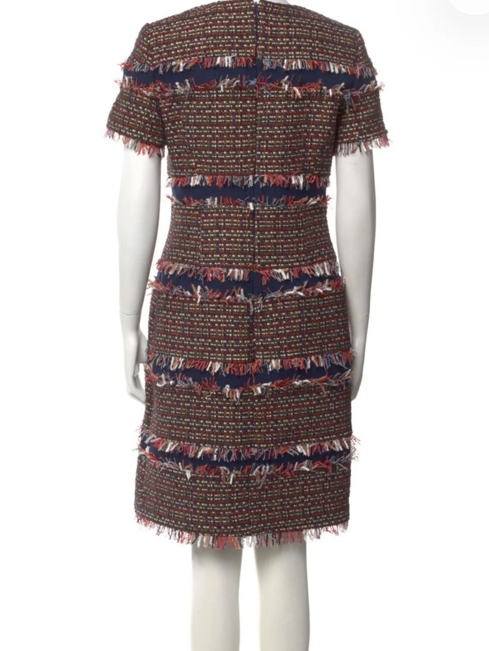 Tory Burch Multicolor Fringe Tweed Shift Dress – Women’s Size M (US 6)